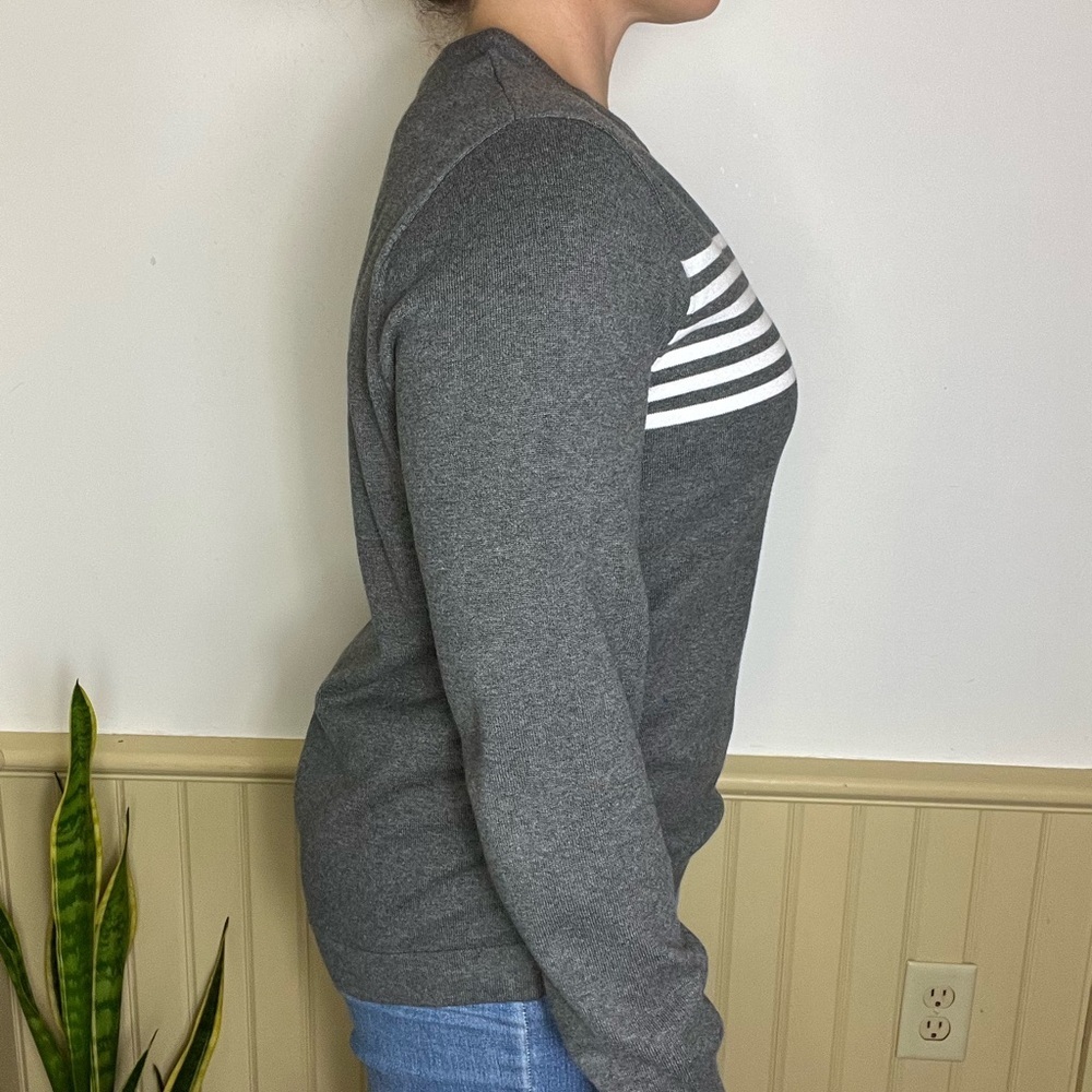 J.Crew Gray Striped Sweater 100% Cotton Soft Lightweight Unisex Women’s Sz M - Picture 5 of 9